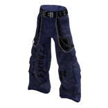Navy Y2K Anime Baggy pants W/ Belt