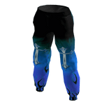 Neon blue pants, cyan blue flames Y2K,