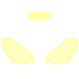 Neon Glowing Yellow Angel Halo and Wings