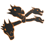 Neon Orange Dragon Heads