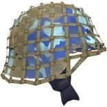 Netted Military Helmet | Blue Tactical Camo