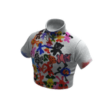 NOIR Y2K Turtle Neck Graphic Cropped Top (White)
