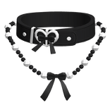nurse collar w beaded bow necklace (black)