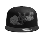 NY METS Black On White Fitted Cap 
