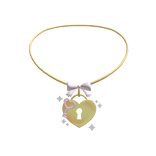 ˚ 𝜗𝜚 ｡˚ cutesy gold & pink heart + key necklace 