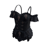 Off-Shoulder Corset with Ruffles (Black & Navy)
