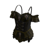 Off-Shoulder Corset with Ruffles (Black & Olive)