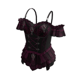 Off-Shoulder Corset with Ruffles (Black & Pink)