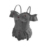 Off-Shoulder Corset with Ruffles (Gray)