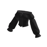 Off-Shoulder Lace-Up Blouse (Black)