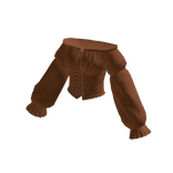 Off-Shoulder Lace-Up Blouse (Brown)