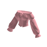 Off-Shoulder Lace-Up Blouse (Pink)