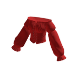 Off-Shoulder Lace-Up Blouse (Red)