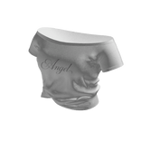 Off-Shoulder Tee with Script (White)