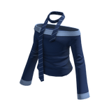 Off Shoulder Tie Top (Blue)