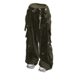 Olive Green Cargo Jeans with Straps and shoes