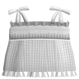 ✙ | Cute Plaid Ruffle Summer Dress w/ Bow in Grey