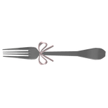 ɞ | cute sideways fork spoon with bow in mouth 