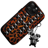 orange emo leopard phone w/ charms