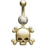 Oversized Emo Skull Gold Belly Ring Piercing 