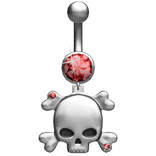 Oversized Emo Skull Red Belly Ring Piercing 