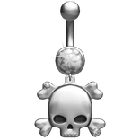Oversized Emo Skull Silver Belly Ring Piercing 