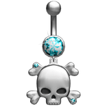 Oversized Emo Skull Teal Belly Ring Piercing 