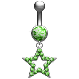 Oversized Scene Star Green Belly Ring Piercing 