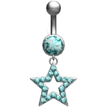 Oversized Scene Star Teal Belly Ring Piercing 