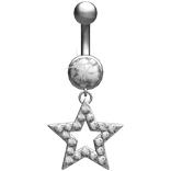 Oversized Star Silver Belly Ring Piercing 