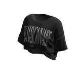 oversized tucked-in black shirt graphic