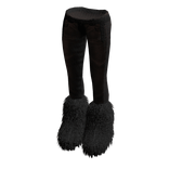 Brown Denim Jeans w/ Y2K Fur Boots & Belt