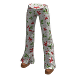 Y2K White Holly Berry Pajama Flares Pants