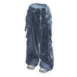 Painted Pink Cargo Jeans with Straps and shoes