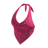 Paisley Halter Top with Pointed Hem (Pink)