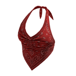 Paisley Halter Top with Pointed Hem (Red)