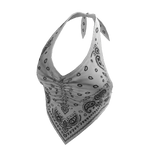 Paisley Halter Top with Pointed Hem (White)