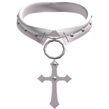 ♬ pastel pink gothic collared choker with cross