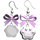 Pastel Purple Kawaii Kitty Paw Bow Earrings