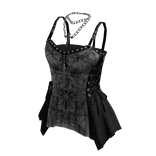 Patterned Corset Top with Peplum (Black)