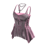 Patterned Corset Top with Peplum (Pink)
