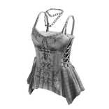 Patterned Corset Top with Peplum (White)