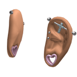 Paw Print Heart Gauged Ears / Set 2