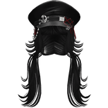 (PBR) Goth Captain Hat w/ Pigtails - Black