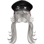 (PBR) Goth Captain Hat w/ Pigtails - White