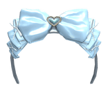 Pearl Heart Coquette Headbow Bow Ribbon Baby Blue