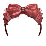 Pearl Heart Coquette Headbow Bow Ribbon Red 
