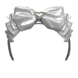 Pearl Heart Coquette Headbow Bow Ribbon Silver