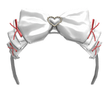 Pearl Heart Coquette Headbow Bow Ribbon White