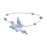 Pearl Necklace With Glitter Butterfly in Blue